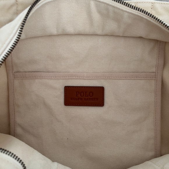 Ralph Lauren Polo Tote Canvas Vintage Flag Polo Leather Label Unlined 482286 - Picture 6 of 15